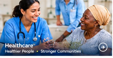Healthcare worker speaking with a community member