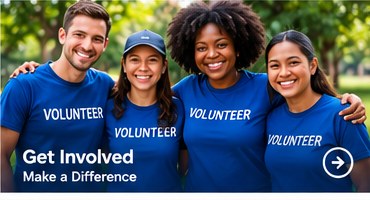 Smiling volunteers working together